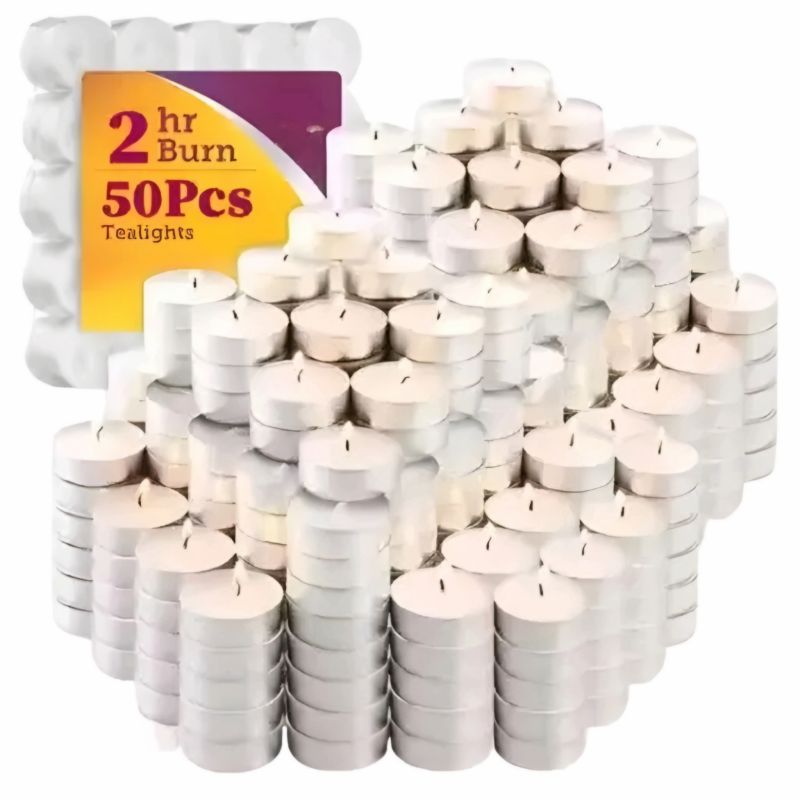 GlowLite Premium Tea-Light Candles (Set of 50)